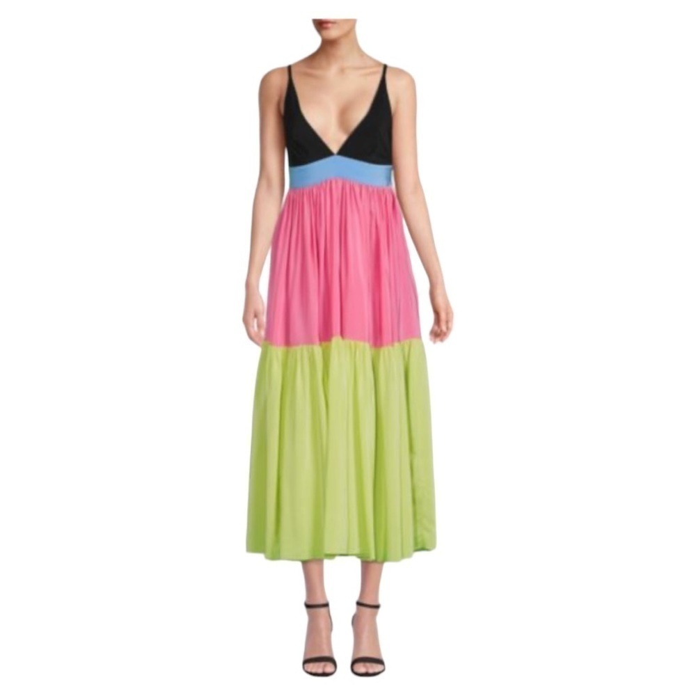 NWT M MISSONI Colorblock Silk Midi Dress